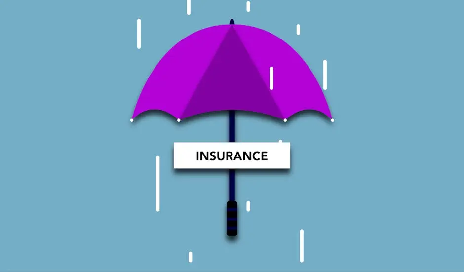 A purple umbrella with the word " insurance " underneath it.